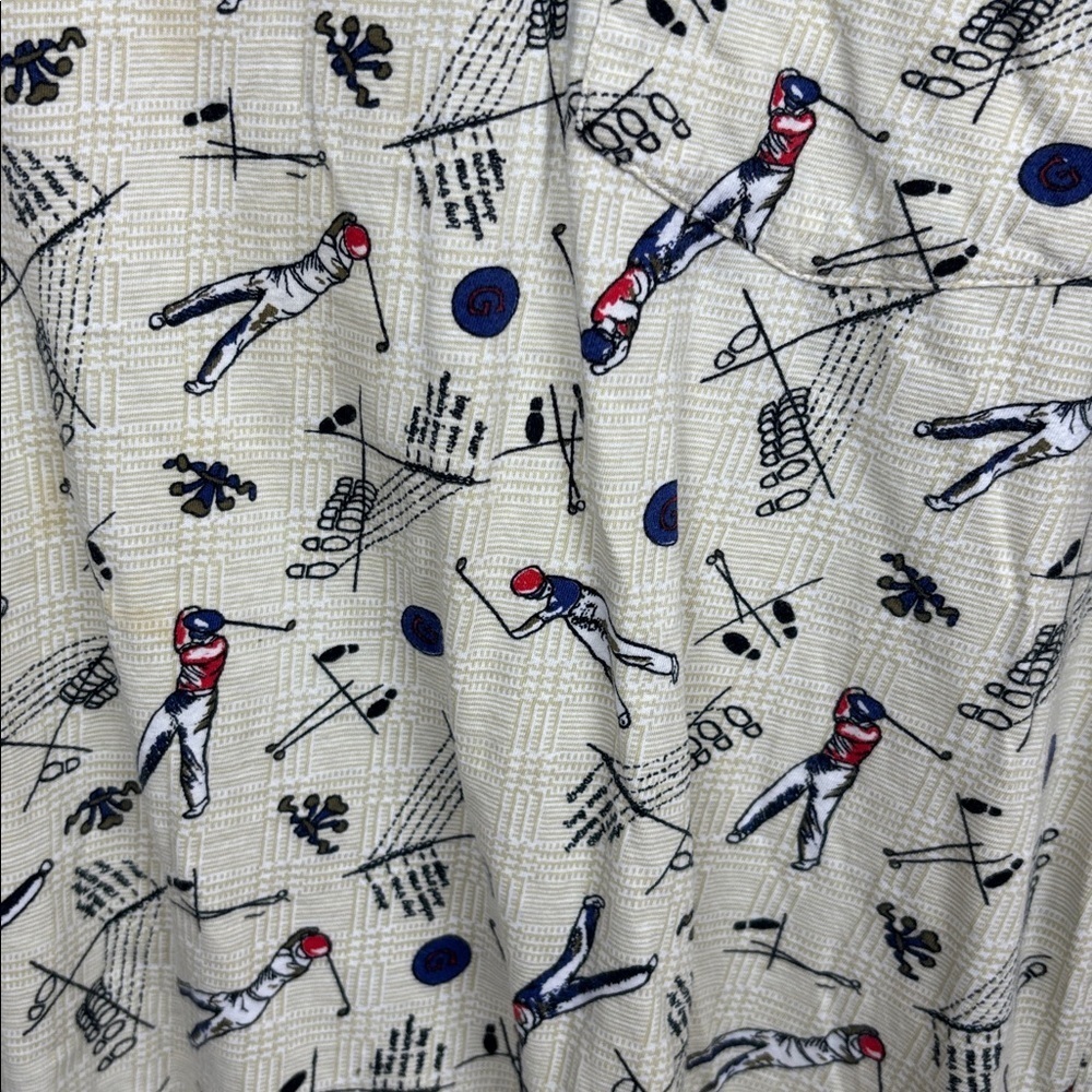 Vintage Slammer by Munsingwear Cream Golf Pattern Polo Shirt - Size M - Picture 2 of 8